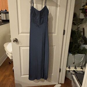 Astr Lace Detail Blue Dress